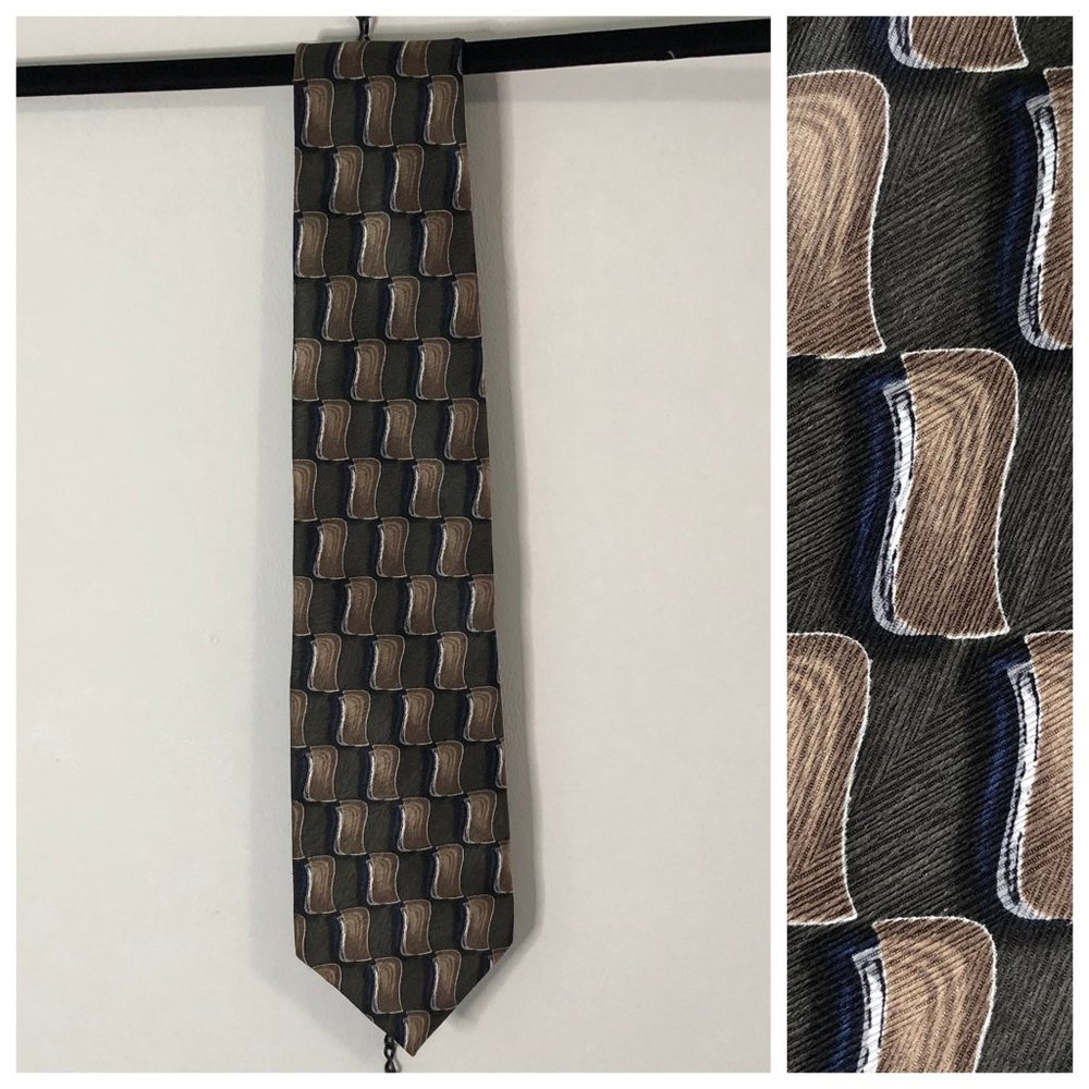 Arrow Green Beige Blue Men's 100% Imported Silk Necktie Retro